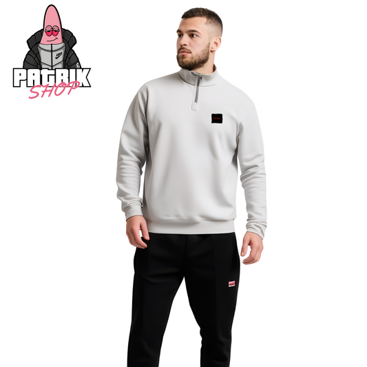 HUGO Quarter-Zip Beli Duks sa Crnim Minimalistic Box Logom