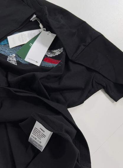 Lacoste Ušiveni Pixel Logo Crna Majica