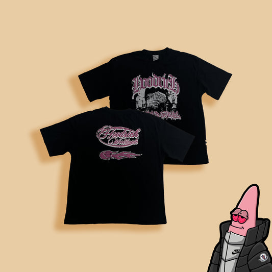 HOODRICH Crna Majica From Nothing To Something Rose Print [OVERSIZE FIT]
