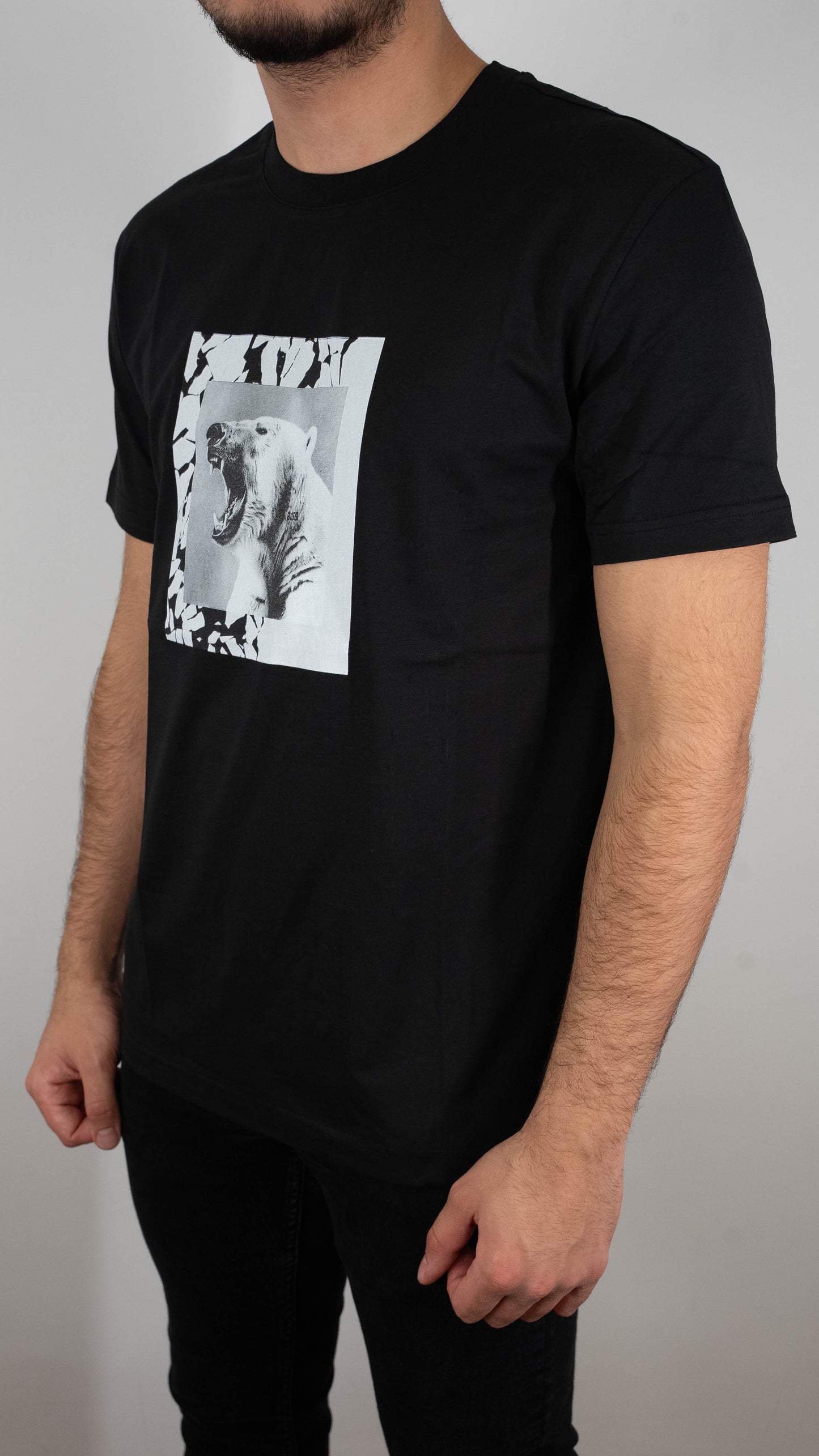 BOSS Crna Majica sa Belim Medvedom