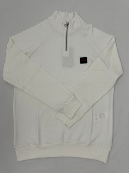 HUGO Quarter-Zip Beli Duks sa Crnim Minimalistic Box Logom