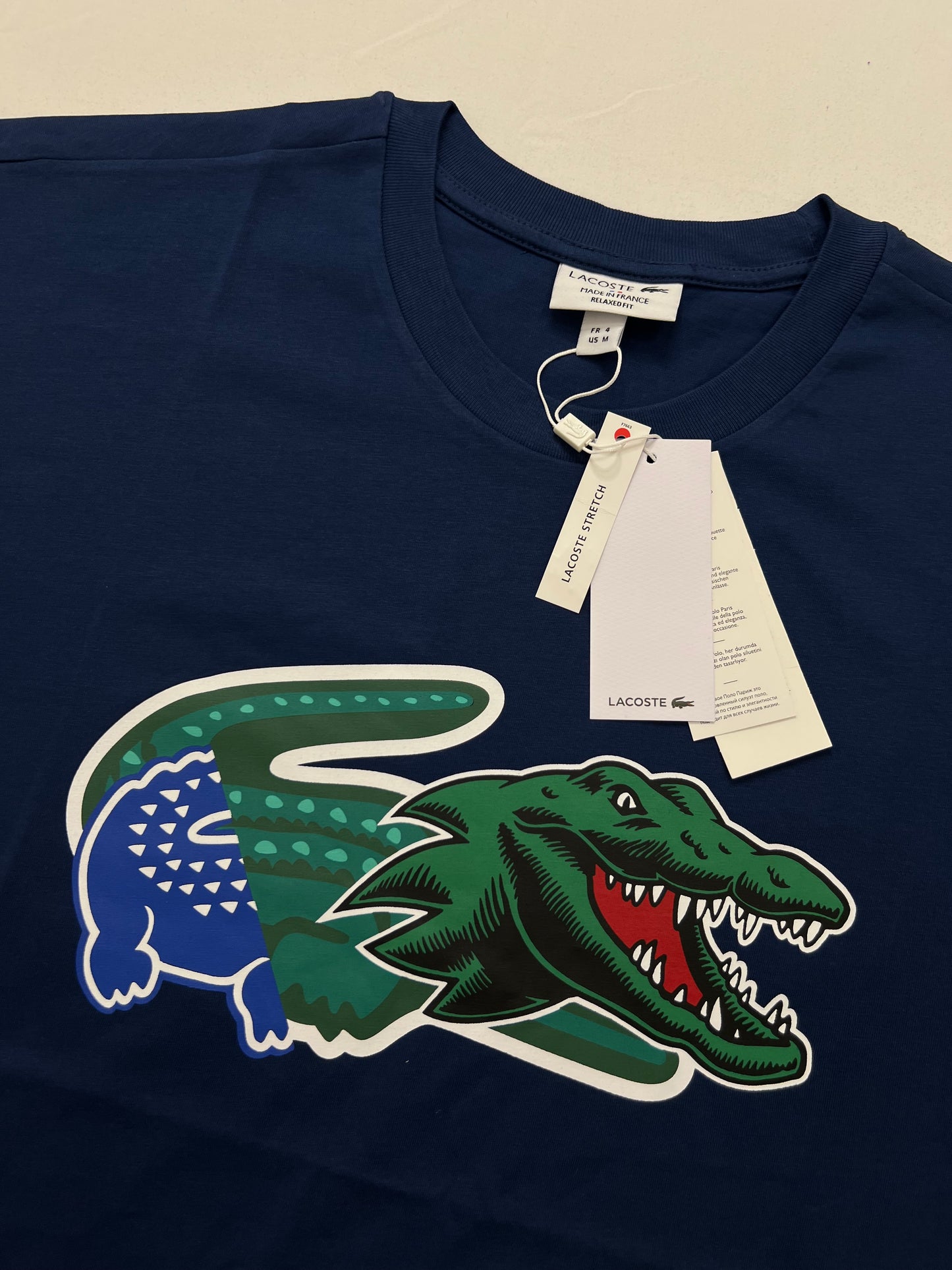 Lacoste Teget Majica sa Big Croc Logom [Relaxed FIT]