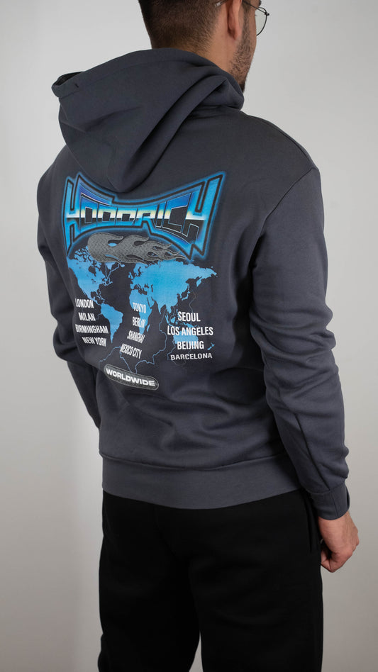 HOODRICH Sivi Duks sa Worldwide Printom na Leðima