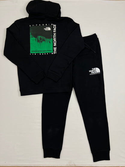 The North Face Crni Komplet Mountain Neon Print na Leđima
