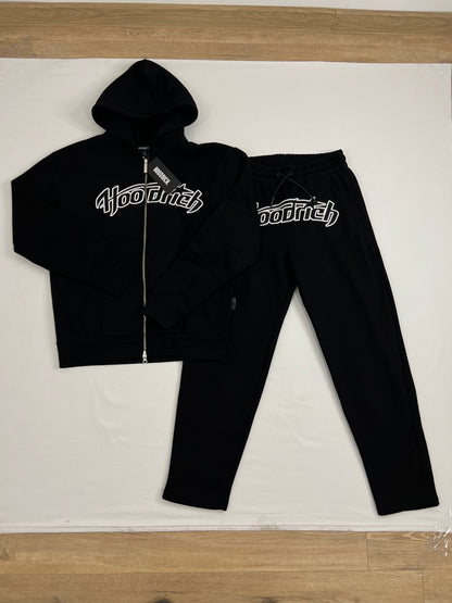 HOODRICH Crni Komplet sa Full-Zip Duksem i Zvezdastim Logom