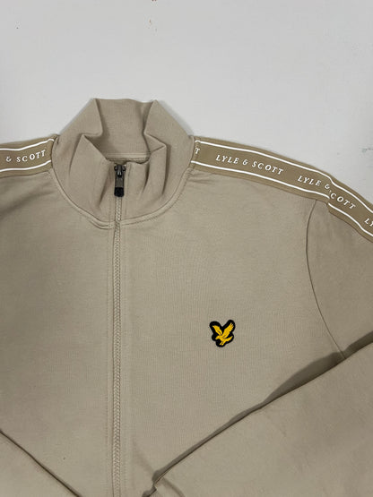 Lyle & Scott Sport Full-Zip Krem Duks sa Logom i Textom na Rukavima