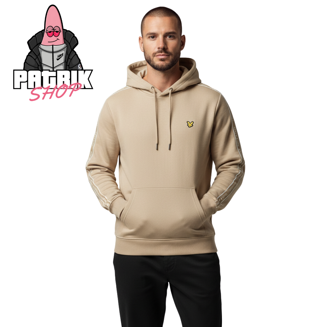 Lyle & Scott Sport Krem Duks sa Logom i Textom na Rukavima
