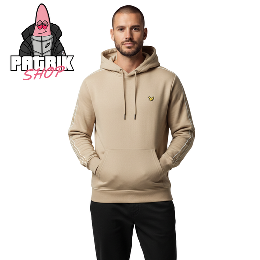 Lyle & Scott Sport Krem Duks sa Logom i Textom na Rukavima