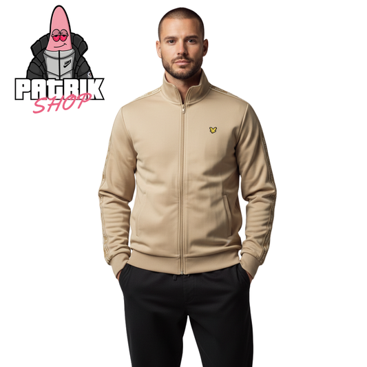 Lyle & Scott Sport Full-Zip Krem Duks sa Logom i Textom na Rukavima