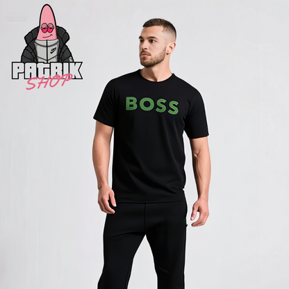 BOSS Crna Majica sa Big BOSS Gumenim Logom