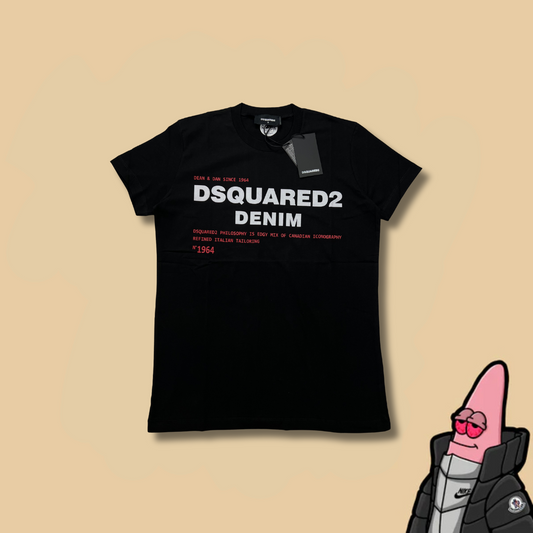 Dsquared2 Crna Majica sa Dean & Dan Denim Printom