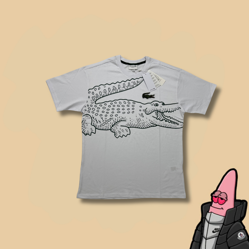 Lacoste Bela Majica sa Big Croc Logo Printom i Ušivenim znakom [Relaxed Fit]