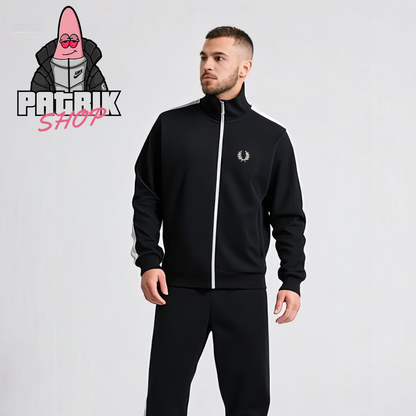Fred Perry Full-Zip Crni Duks sa Logom na Rukavima