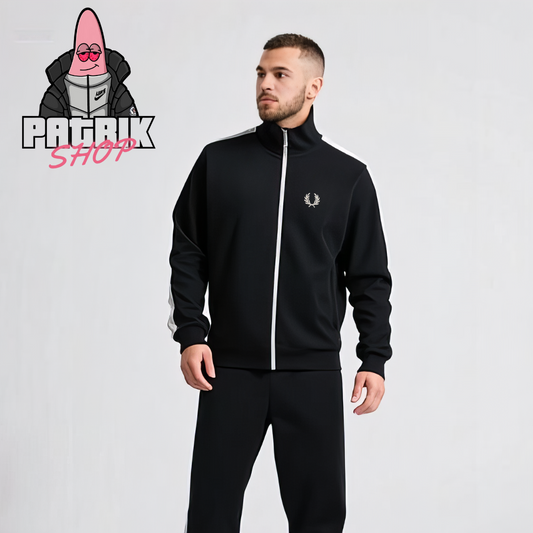 Fred Perry Full-Zip Crni Duks sa Logom na Rukavima