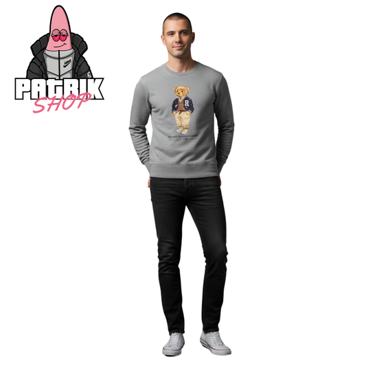 Polo Ralph Lauren Sivi Duks sa Elegant Bear Printom