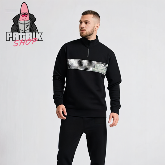 Lacoste Crni Half-Zip Duks sa Le Club Lacoste Logom