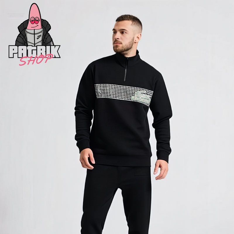 Lacoste Crni Half-Zip Duks sa Le Club Lacoste Logom