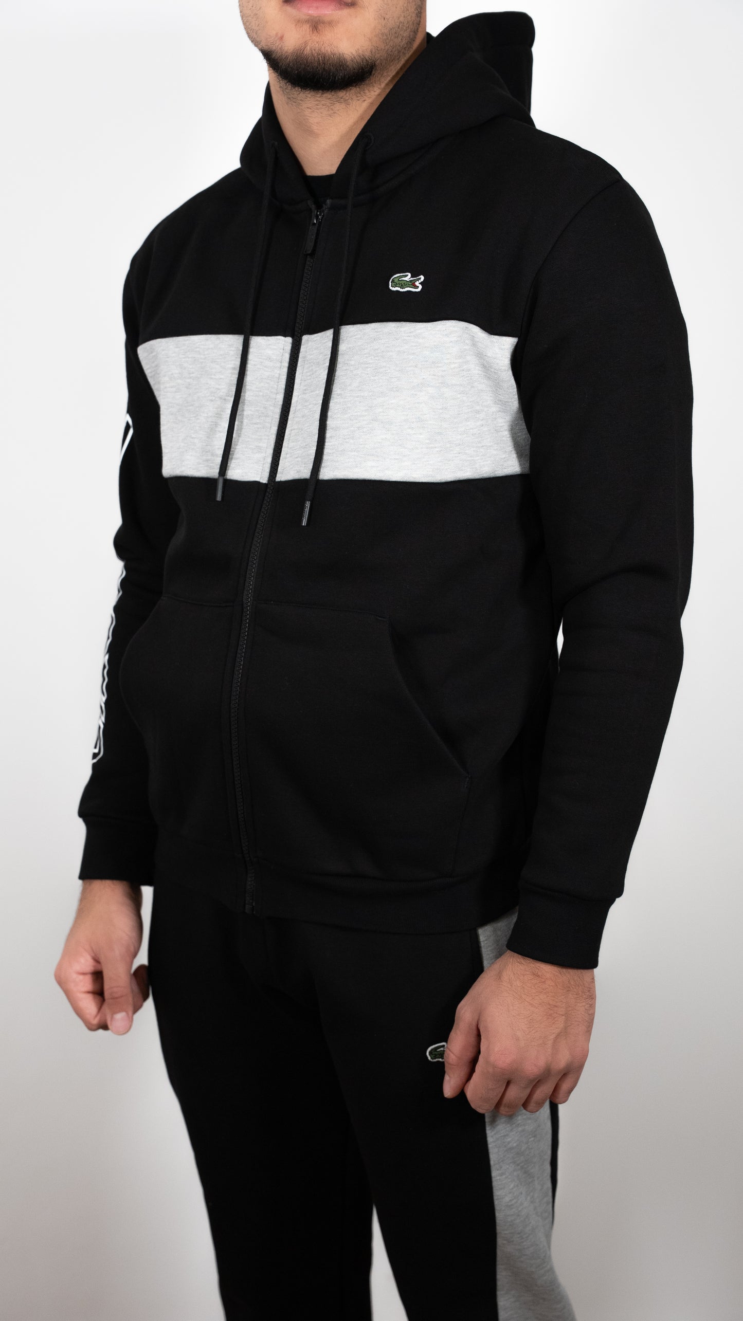 Lacoste Komplet Crni sa Logo Text Printom na Rukavu