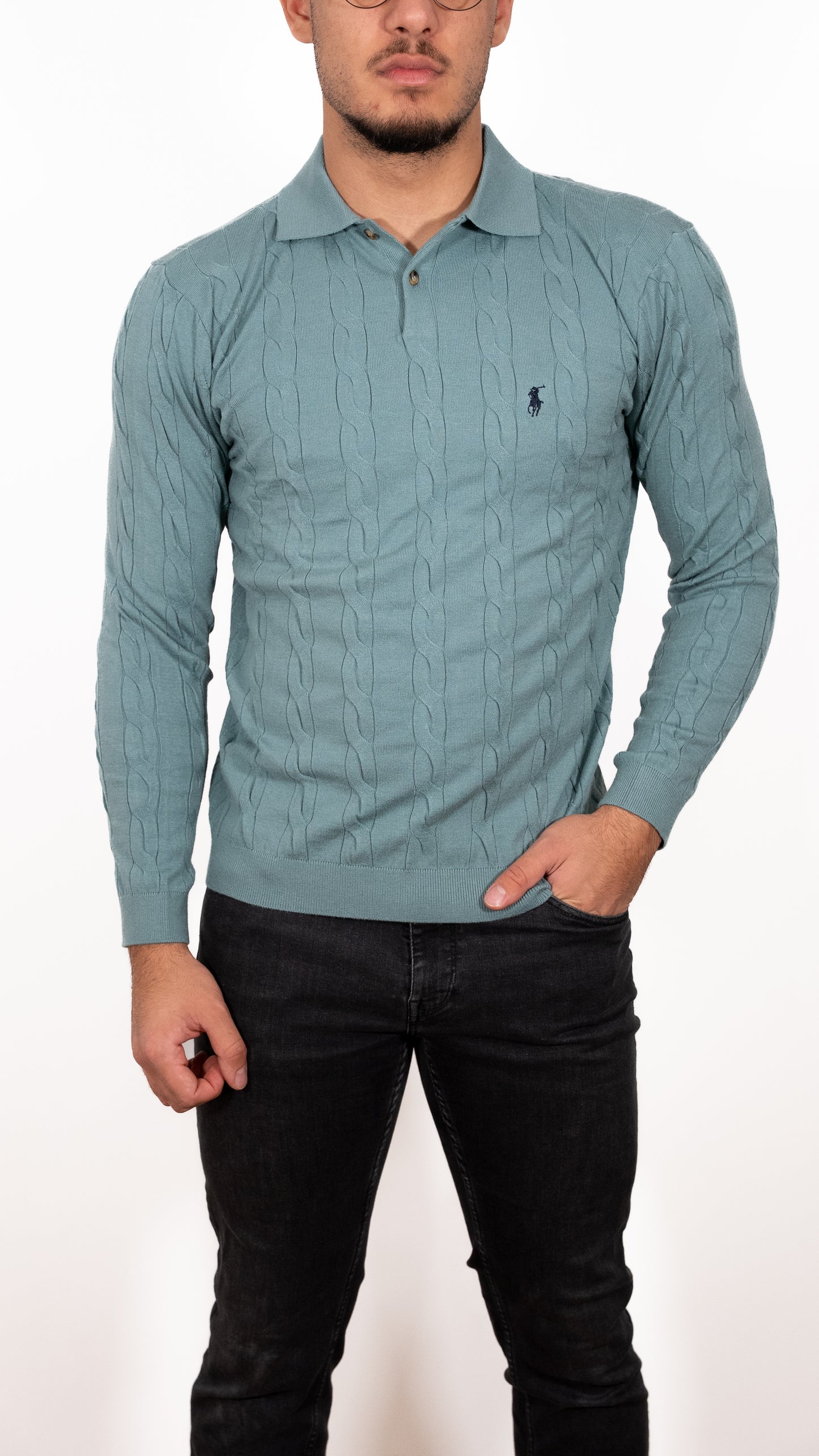 Polo Ralph Lauren Tirkizni Džemper na Kragnu