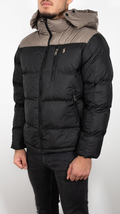 Polo Ralph Lauren Puffer Crna Jakna sa Krem Detaljima