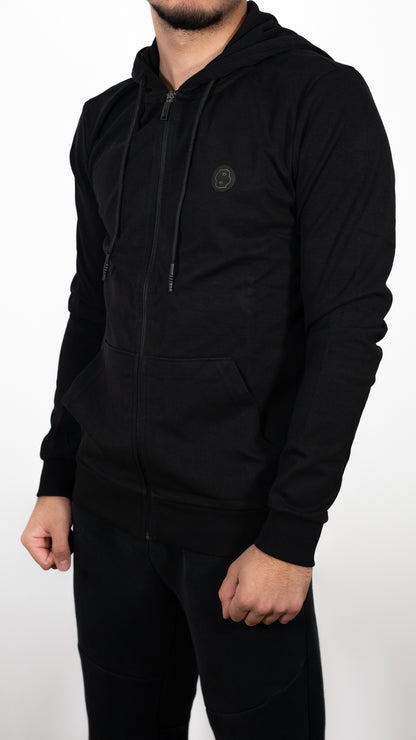 BOSS Crni Full-Zip Mercerised Duks sa Minimalistic Logom