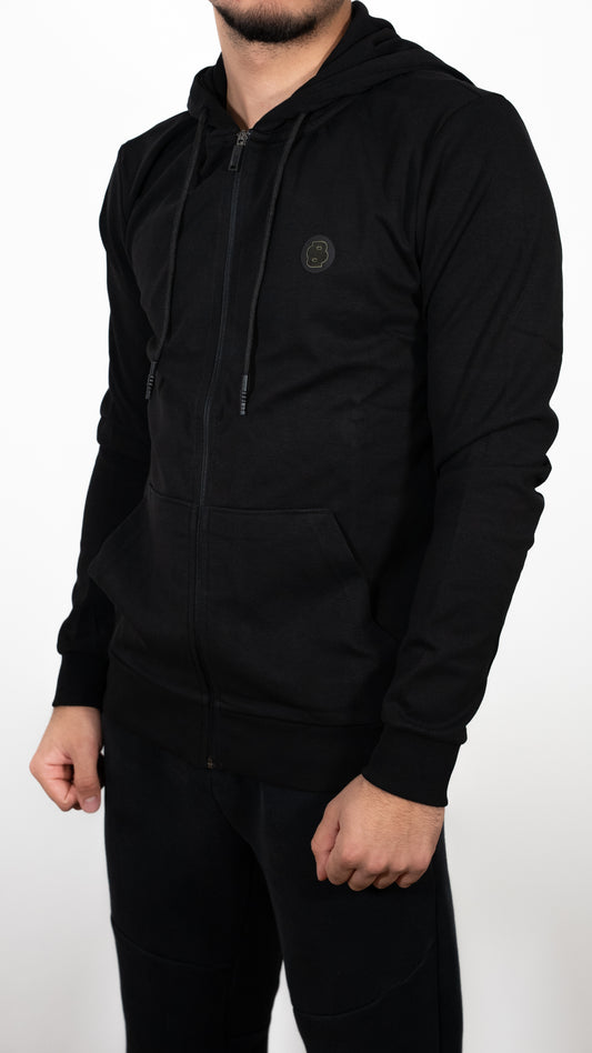 BOSS Crni Full-Zip Mercerised Duks sa Minimalistic Logom