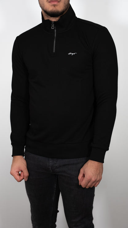 HUGO Crni Quarter-Zip Duks sa Logom