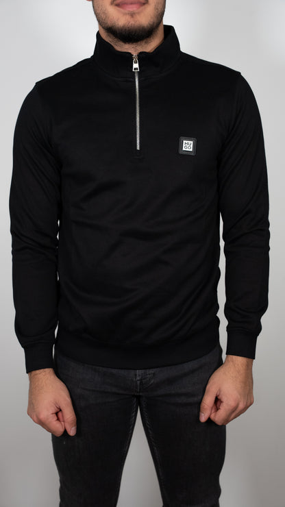 HUGO Crni Quarter-Zip Duks sa Mini Box Logom