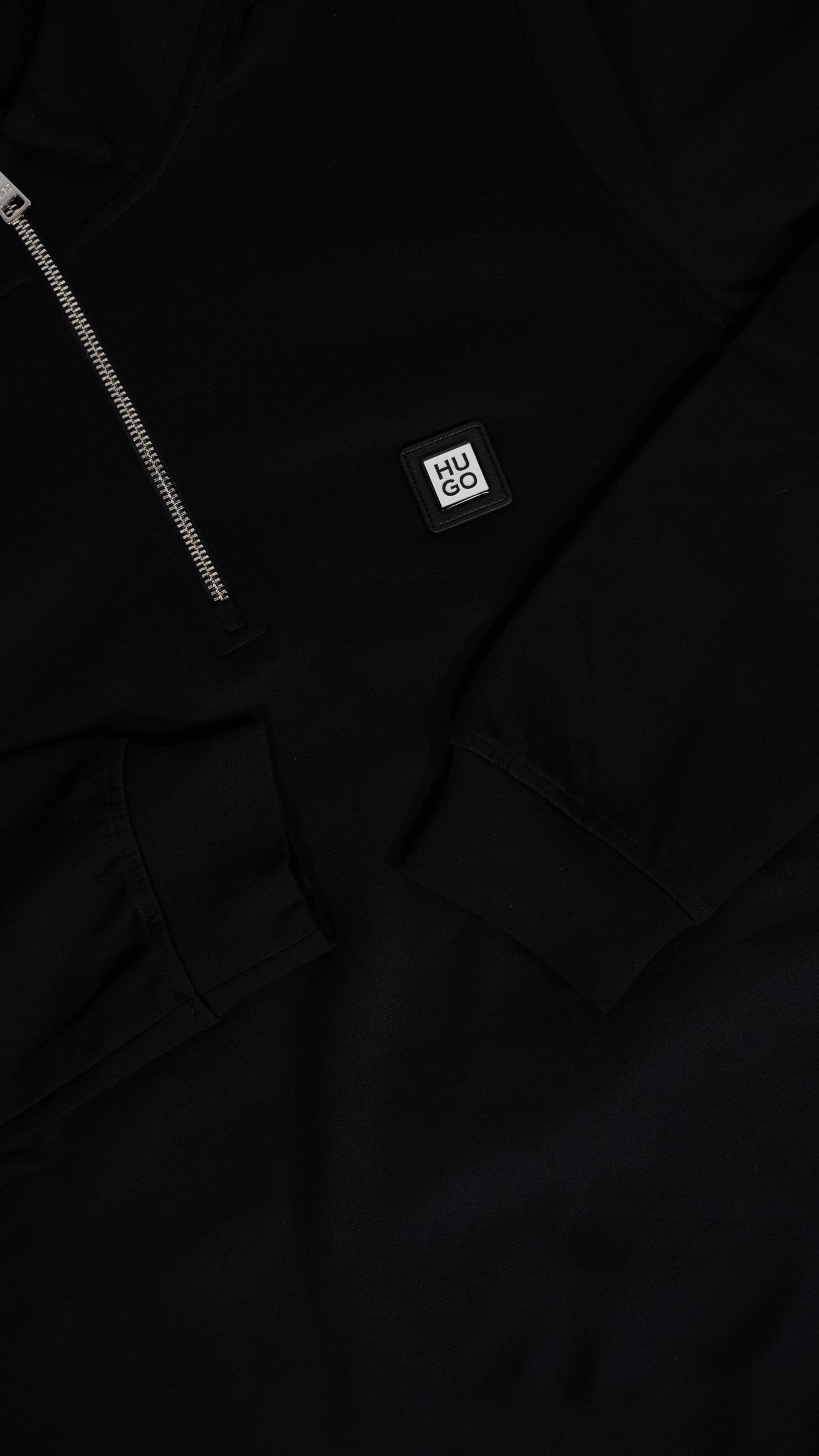 HUGO Crni Quarter-Zip Duks sa Mini Box Logom
