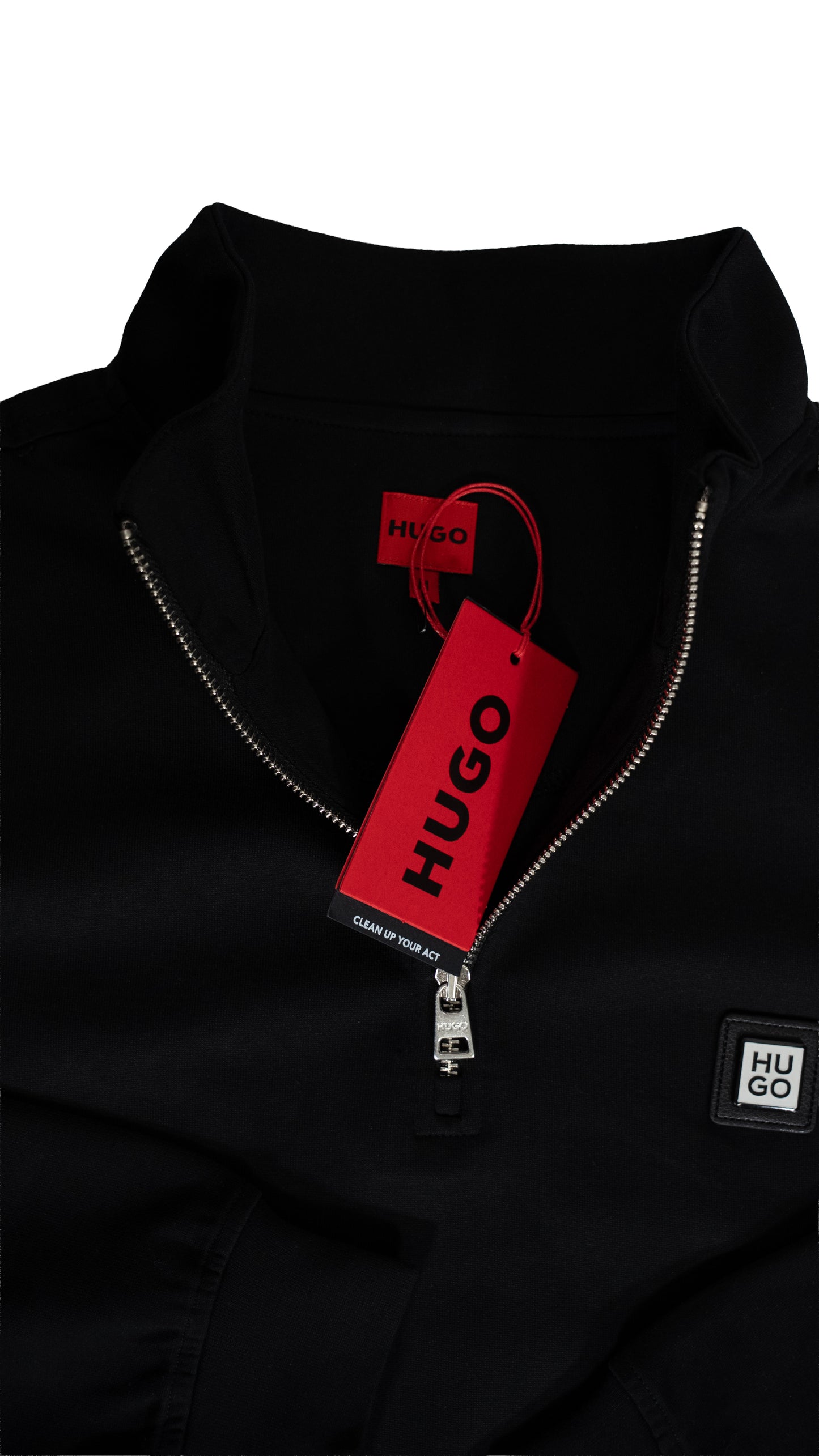HUGO Crni Quarter-Zip Duks sa Mini Box Logom
