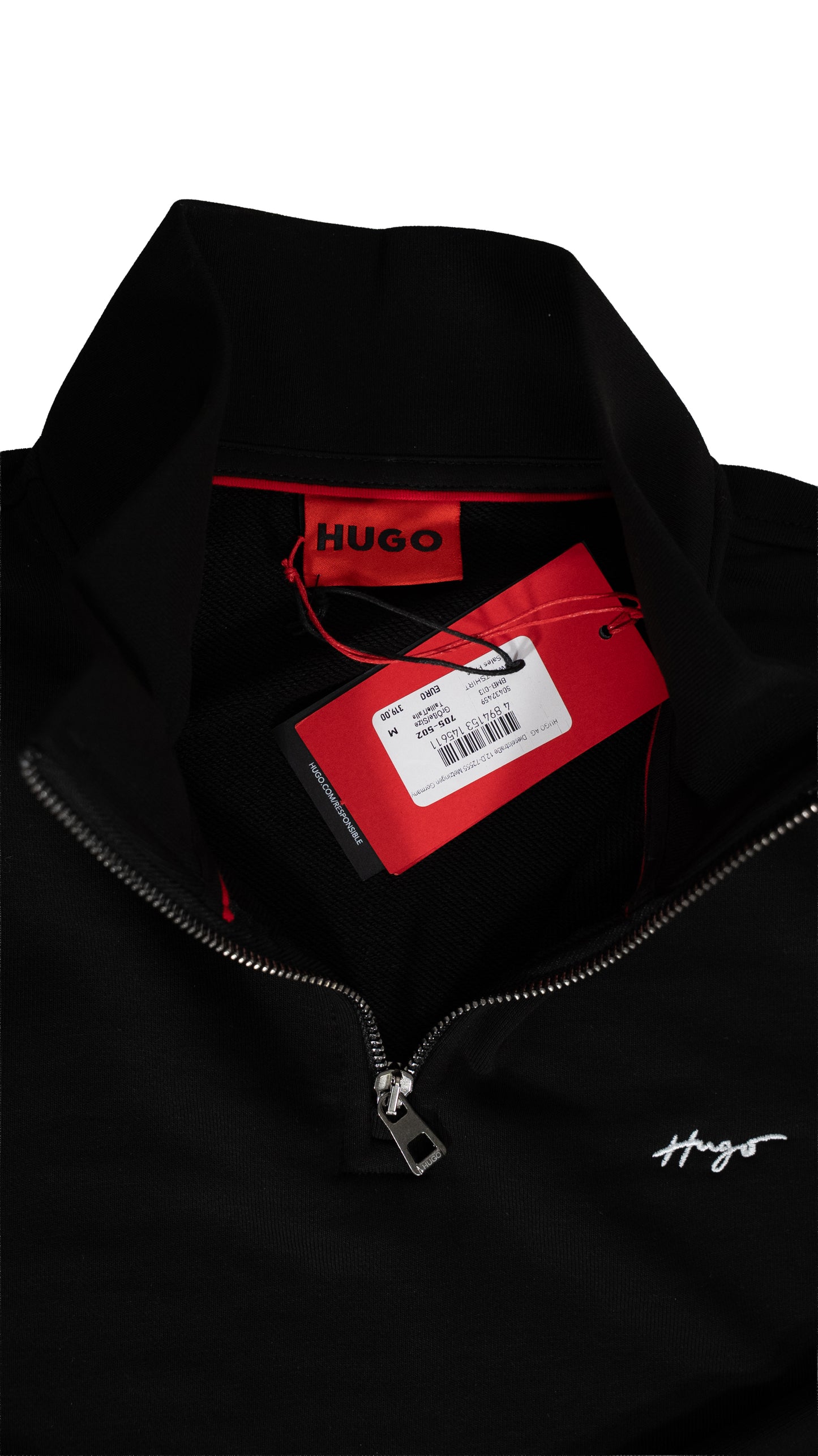 HUGO Crni Quarter-Zip Duks sa Logom