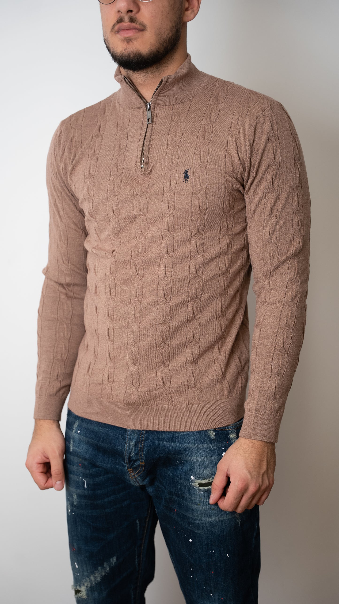 Polo Ralph Lauren Svetlo Braon Quarter-Zip Džemper