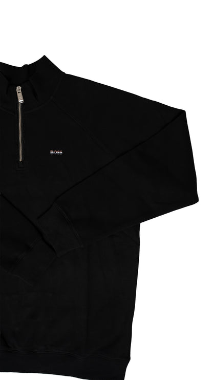 BOSS Crni Quarter-Zip Duks sa France Logom