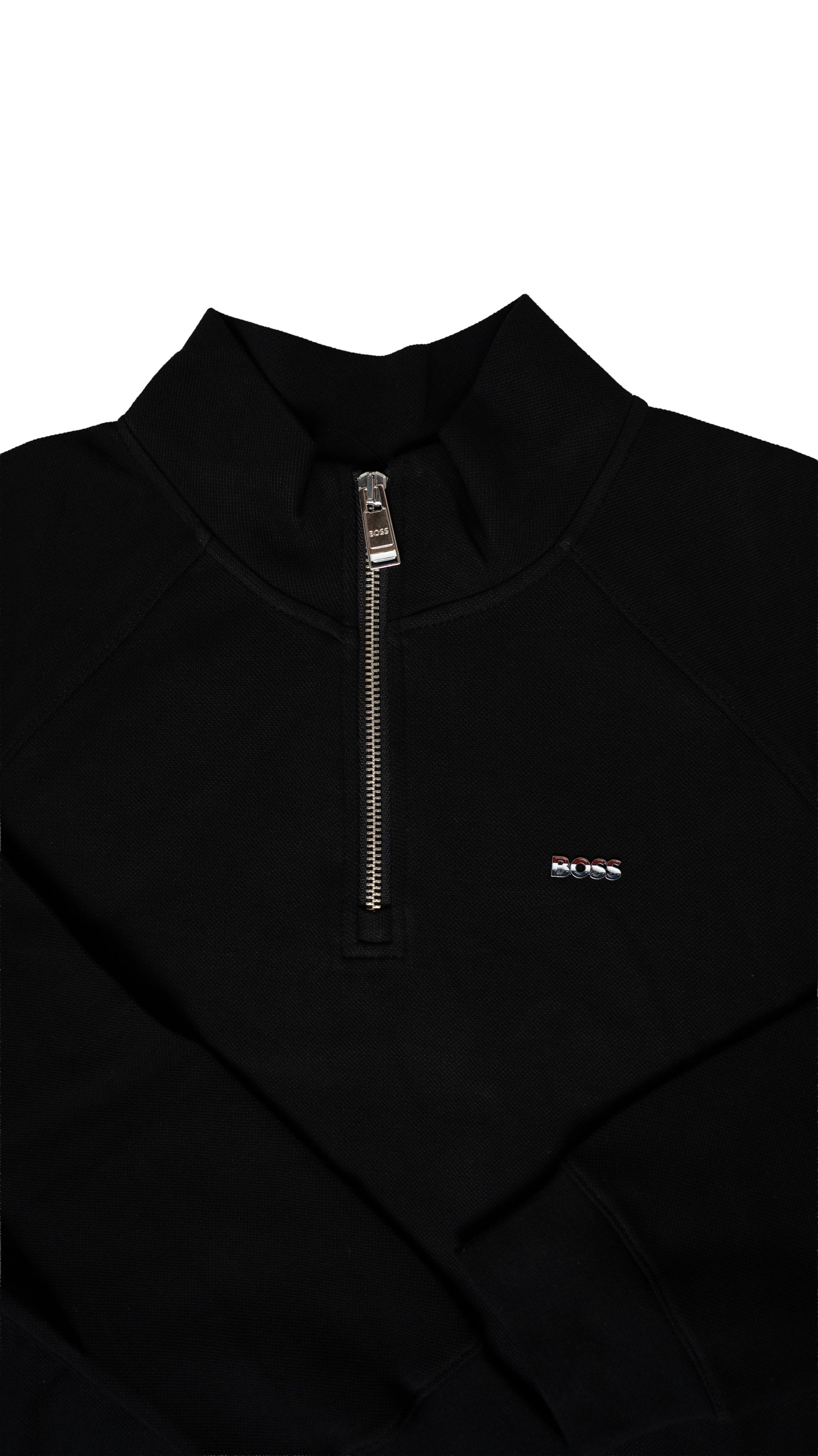 BOSS Crni Quarter-Zip Duks sa France Logom