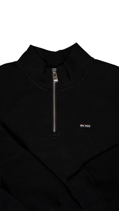 BOSS Crni Quarter-Zip Duks sa France Logom