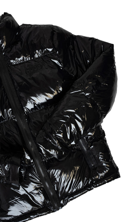 HUGO Crna Sjajna Jakna sa Logom