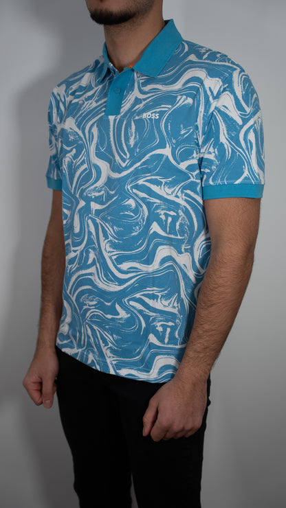 BOSS Plava Majica na Kragnu sa Minimalistic Logom