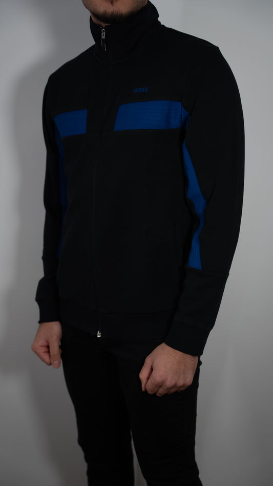 BOSS Crni Full-Zip Duks sa Teget Linijom
