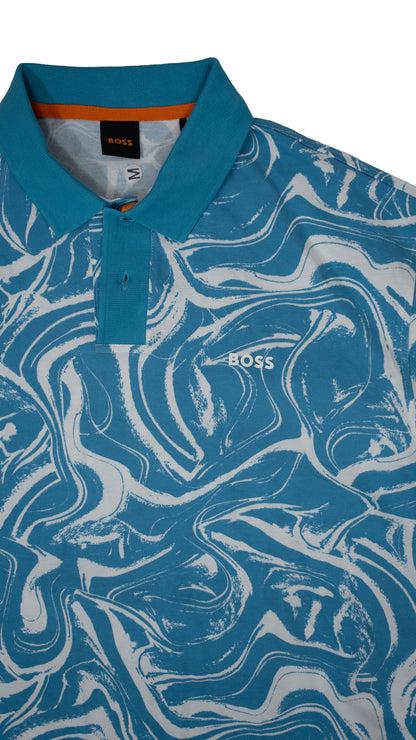 BOSS Plava Majica na Kragnu sa Minimalistic Logom