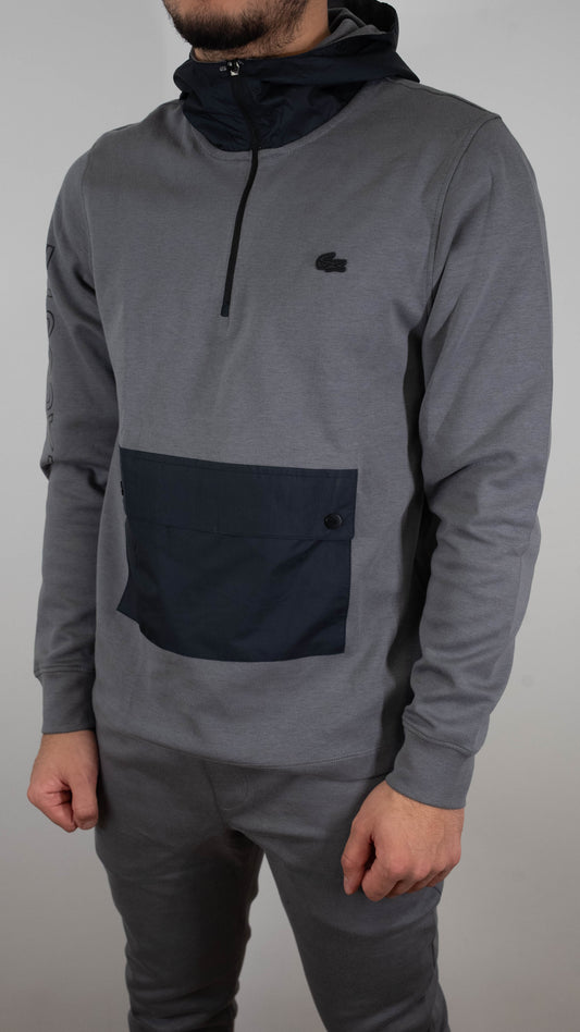 Lacoste Sivi Half-Zip Duks sa Kengurkom
