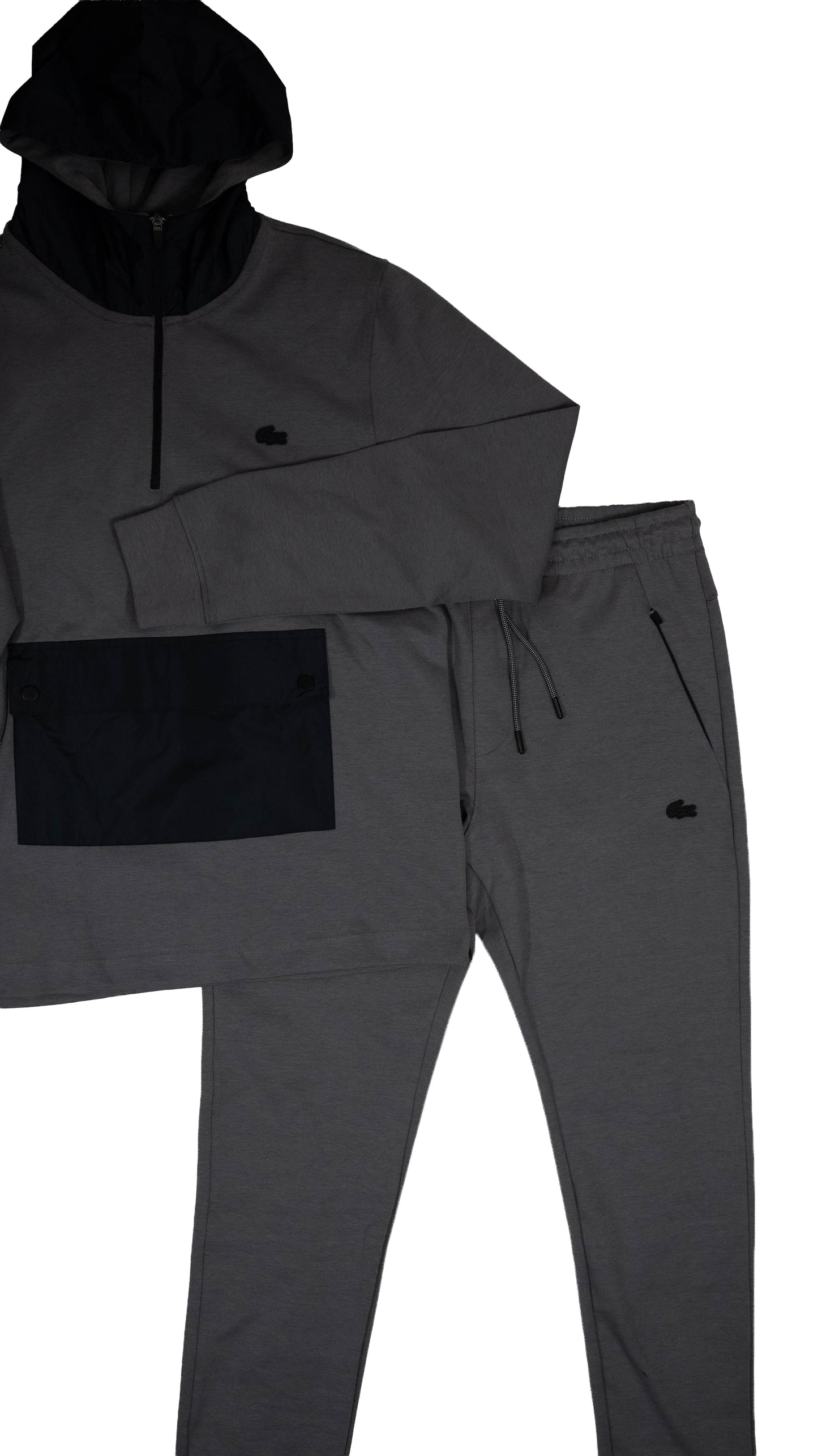 Lacoste Sivi Half-Zip Komplet sa Kengurkom