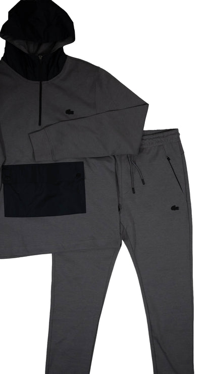 Lacoste Sivi Half-Zip Komplet sa Kengurkom