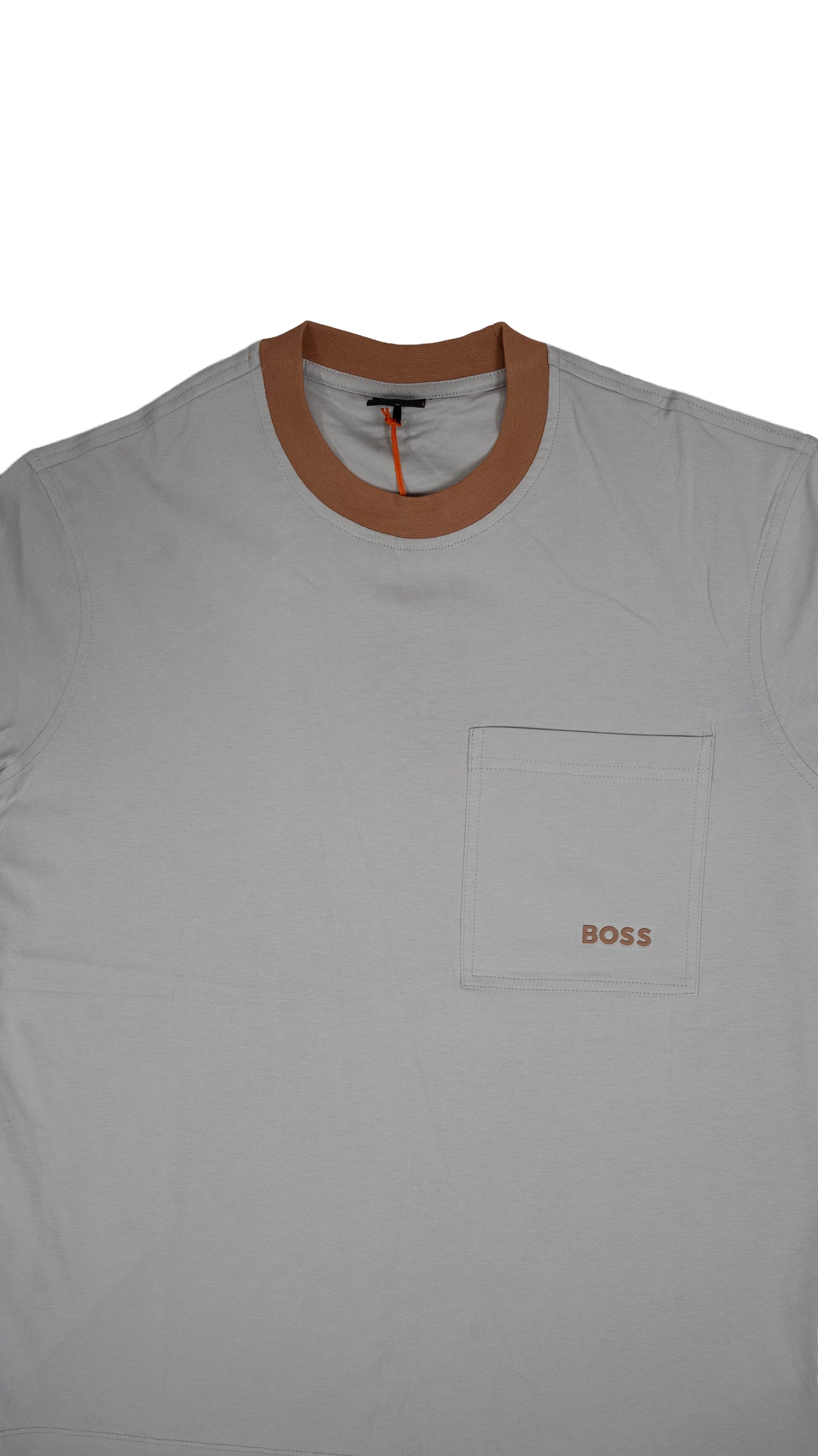 BOSS Siva Majica sa Krem Logom i Kragnom