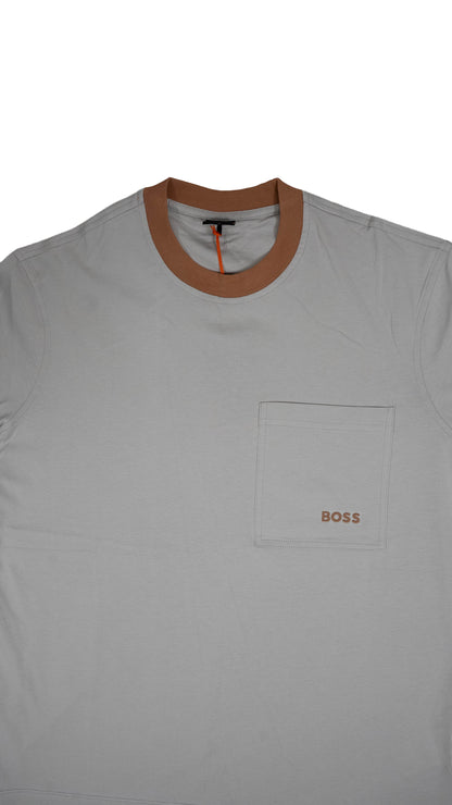 BOSS Siva Majica sa Krem Logom i Kragnom