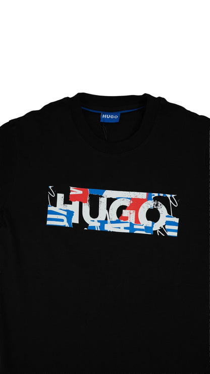 HUGO Blue Crna Majica sa Velikim Logom