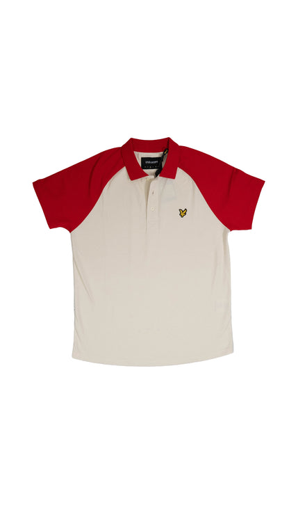 Lyle & Scott Bela Majica na Kragnu sa Crvenim Detaljem