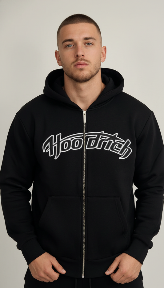 HOODRICH Crni Full-Zip Duks sa Logom