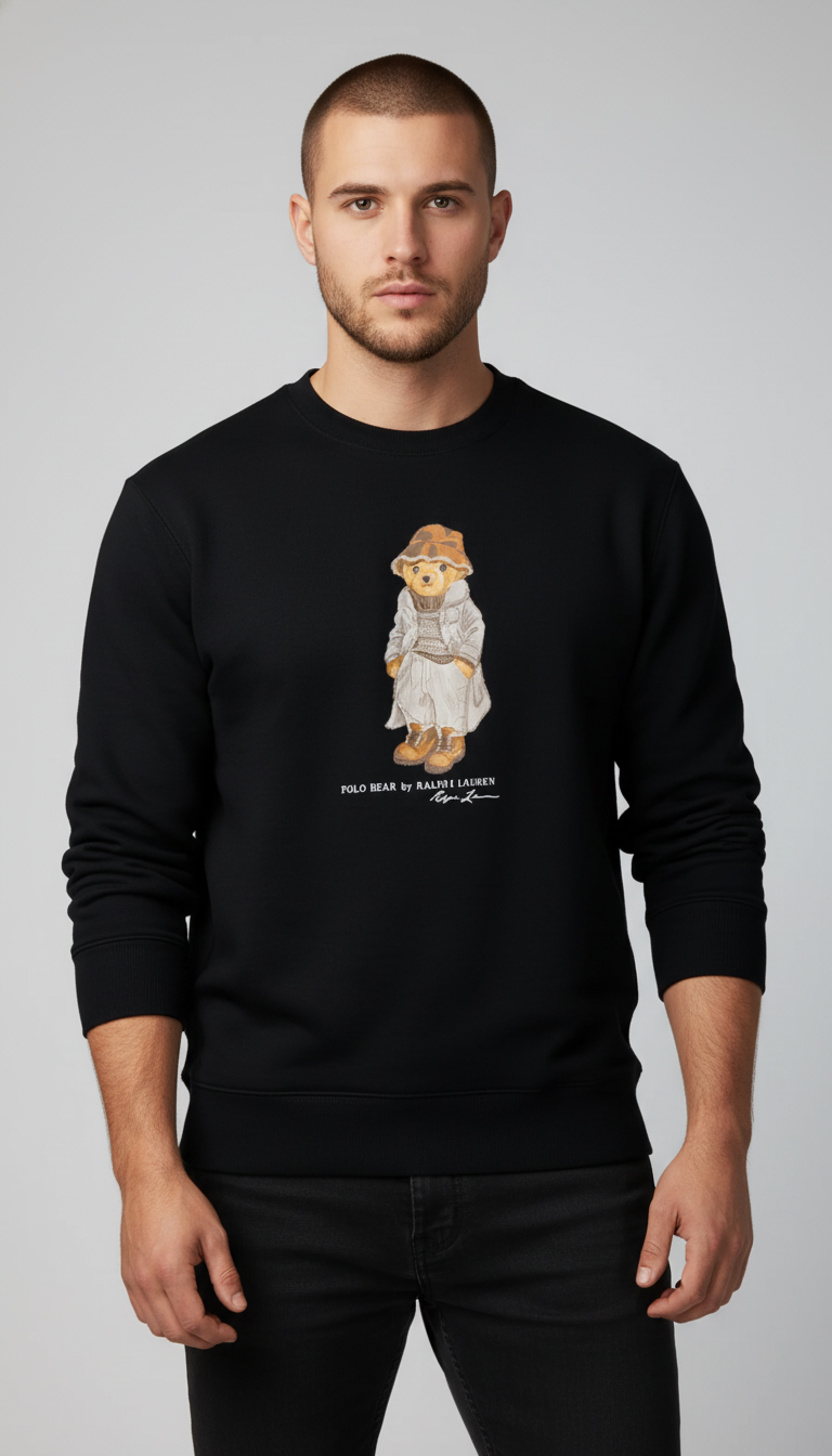 Polo Ralph Lauren Crni Duks sa Autumn Bear Printom