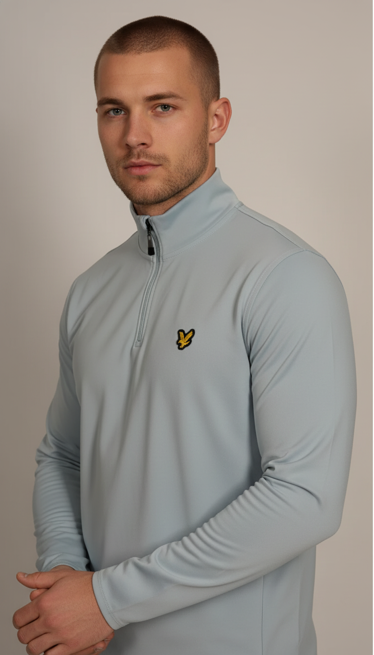 Lyle & Scott Sport Quarter-Zip Baby Blue Duks sa Logom