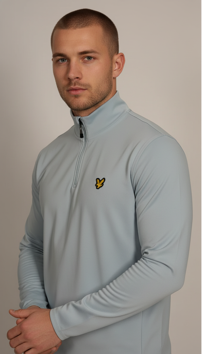 Lyle & Scott Sport Quarter-Zip Baby Blue Duks sa Logom